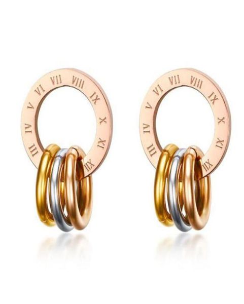 womens rose gold stainless steel 3 rings roman numerals dangle drop stud piercing earrings4012207, Silver
womens rose gold stainless steel 3 rings roman numerals dangle drop stud piercing earrings4012207, Silver