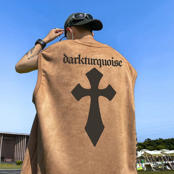 men' tank gothic suede sleeveless vest summer cross print tshirt 3xl plus size hiphop streetwear man clothing 230711, White;black
men' tank gothic suede sleeveless vest summer cross print tshirt 3xl plus size hiphop streetwear man clothing 230711, White;black
