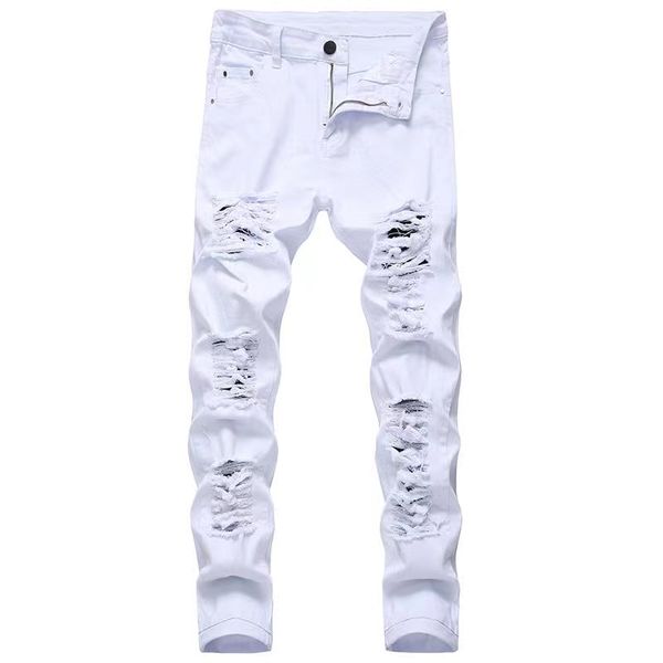 men ripped jeans white red black stretch slim fit spring autumn denim pants distressed hip hop streetwear biker jeans pants purple jeans 29-, Blue
men ripped jeans white red black stretch slim fit spring autumn denim pants distressed hip hop streetwear biker jeans pants purple jeans 29-, Blue