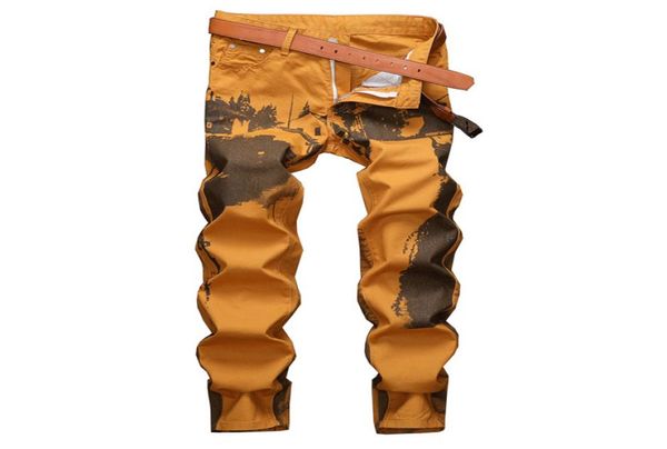men039s jeans painting printed fashion yellow painted slim straight stretch denim pants6170908, Blue
men039s jeans painting printed fashion yellow painted slim straight stretch denim pants6170908, Blue