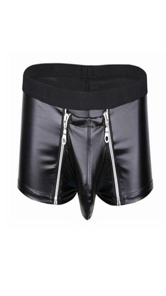 underpants mens lingerie faux leather underwear bulge pouch with double zipper closure boxer briefs low rise male panties1484892, Black;white
underpants mens lingerie faux leather underwear bulge pouch with double zipper closure boxer briefs low rise male panties1484892, Black;white