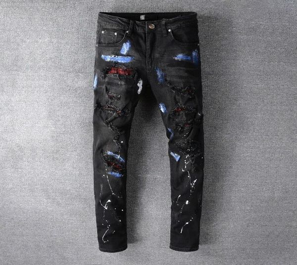 high street fashion brand black hole patch red diamond elastic slim leg jeans pantalon homme bootcut jeans for men hombre6575359, Blue
high street fashion brand black hole patch red diamond elastic slim leg jeans pantalon homme bootcut jeans for men hombre6575359, Blue