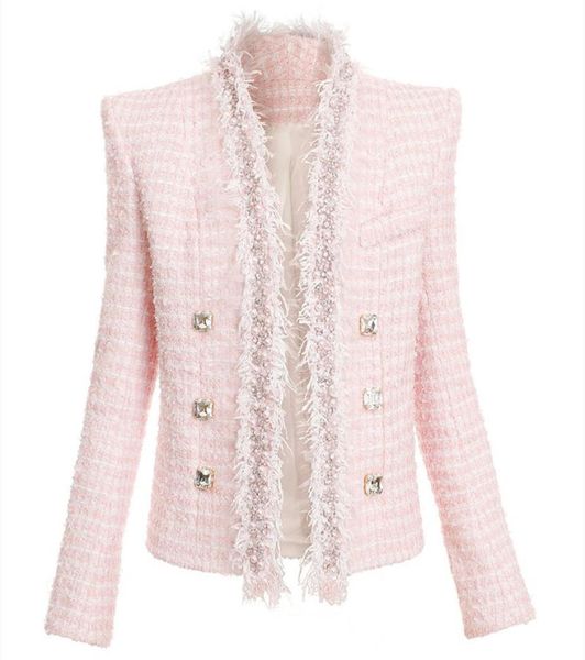 2021 fall autumn long sleeve v neck pink solid color tweed beaded rhine buckles double-breasted blazers elegant outwear coats 21o13202987936, White;black
2021 fall autumn long sleeve v neck pink solid color tweed beaded rhine buckles double-breasted blazers elegant outwear coats 21o13202987936, White;black