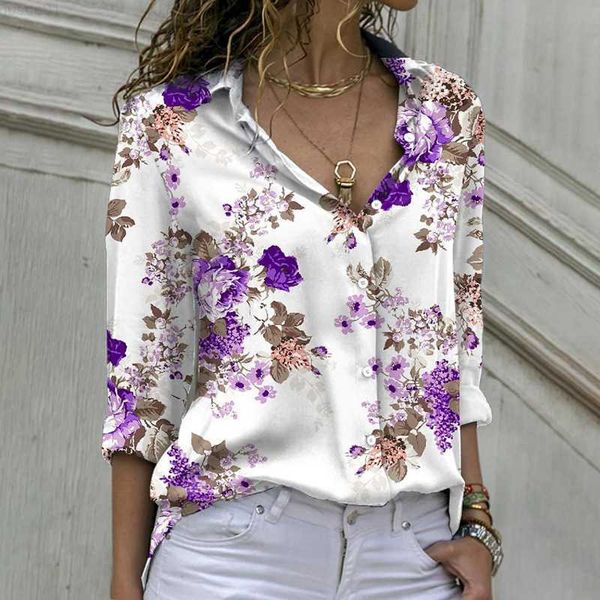 women's blouses shirts 2023 women blouse shirt vintage floral print long sleeve lapel button up ladies office loose fit work shirts l2, White
women's blouses shirts 2023 women blouse shirt vintage floral print long sleeve lapel button up ladies office loose fit work shirts l2, White