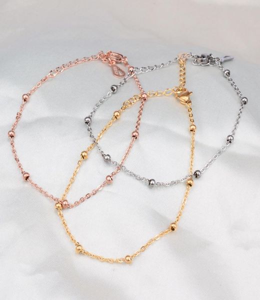 1 pc bead woman luxury jewelry titanium steel 18 k rose gold ankle chain bracelet7851968, Black
1 pc bead woman luxury jewelry titanium steel 18 k rose gold ankle chain bracelet7851968, Black