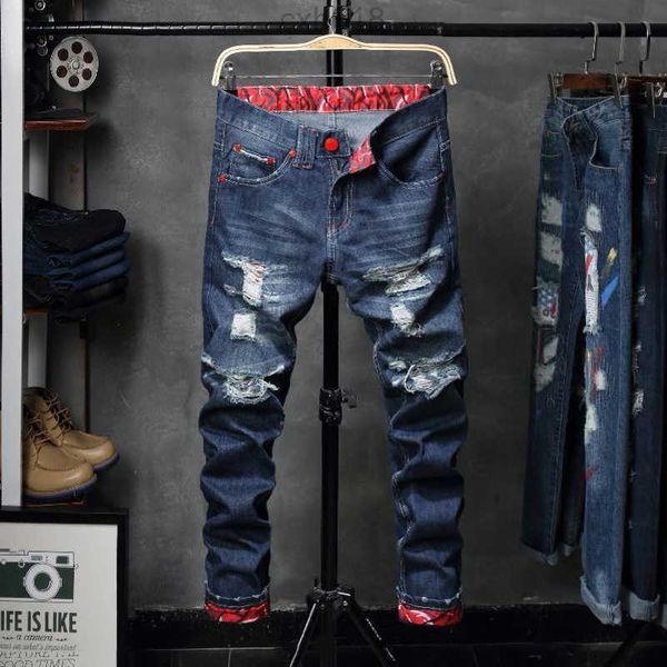designer jeans teenage jeans men's beggar pants fashion slim fit hole patch jeans men's fashion, Blue 
designer jeans teenage jeans men's beggar pants fashion slim fit hole patch jeans men's fashion, Blue