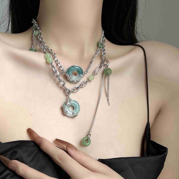 pendant necklaces chinese style simulated jade safety buckle pendant necklace new arrival creative circle lucky choker unique jewelry for wo, Silver
pendant necklaces chinese style simulated jade safety buckle pendant necklace new arrival creative circle lucky choker unique jewelry for wo, Silver