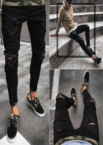 men ripped jeans slim fit denim pants destroyed frayed trousers fashion hip hop casual zipper hole ankle length pencil pants8900409, Blue
men ripped jeans slim fit denim pants destroyed frayed trousers fashion hip hop casual zipper hole ankle length pencil pants8900409, Blue