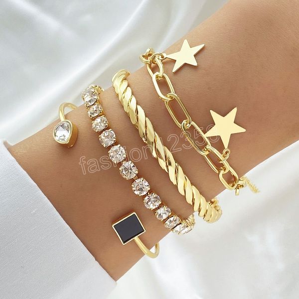 trendy open bracelet for women stars pendant crystal zircon chains open bracelets set bangle party fashion jewelry gifts, Golden;silver
trendy open bracelet for women stars pendant crystal zircon chains open bracelets set bangle party fashion jewelry gifts, Golden;silver
