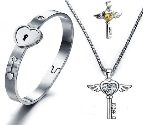 titanium steel lovers open heart lock bangles key pendant necklace couples charm jewelry set women accessories men bracelets8143259, Silver
titanium steel lovers open heart lock bangles key pendant necklace couples charm jewelry set women accessories men bracelets8143259, Silver