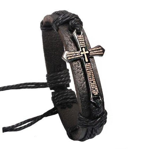 cross bible charm braided bracelet urban jewelry handmade black genuine leather adjustable wristband retro jewelry whole6215966, Golden;silver
cross bible charm braided bracelet urban jewelry handmade black genuine leather adjustable wristband retro jewelry whole6215966, Golden;silver