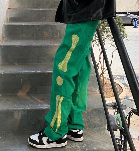men039s jeans hiphop bone embroidery men women fashion green black denim pants oversized mopping trousers jean8298131, Blue
men039s jeans hiphop bone embroidery men women fashion green black denim pants oversized mopping trousers jean8298131, Blue