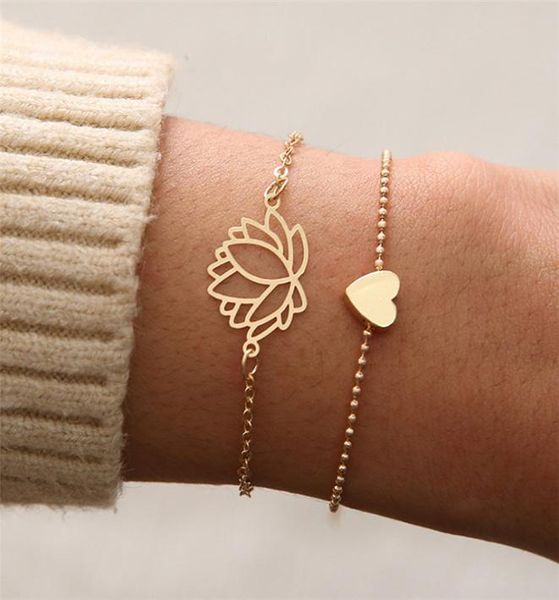 2pcsset creative personality love heart shaped lotus bracelet women double chain bracelets girl chirstmas gift jewelry t1216421881, Golden;silver
2pcsset creative personality love heart shaped lotus bracelet women double chain bracelets girl chirstmas gift jewelry t1216421881, Golden;silver