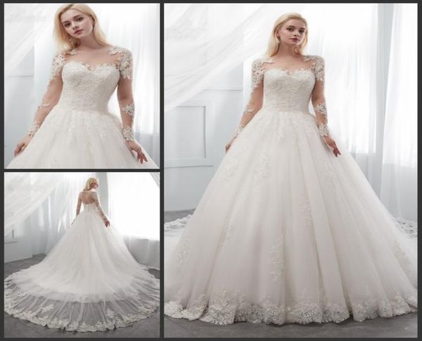 a line long sleeve wedding dresses sheer illusion crew neck with lace applique bridal gown keyhole corset back vestidos de novia 23111749, White
a line long sleeve wedding dresses sheer illusion crew neck with lace applique bridal gown keyhole corset back vestidos de novia 23111749, White
