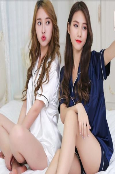short pants short sleeve pajamas sets silk satin nightwear pink blue white color pyjamas women summer sleepwear 2pcsset3664003, Black;red
short pants short sleeve pajamas sets silk satin nightwear pink blue white color pyjamas women summer sleepwear 2pcsset3664003, Black;red