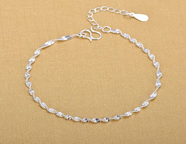 925 sterling silver fashion simple elegant ed link chain bracelets jewelry for woman wave anklet gifts3241805, Black
925 sterling silver fashion simple elegant ed link chain bracelets jewelry for woman wave anklet gifts3241805, Black
