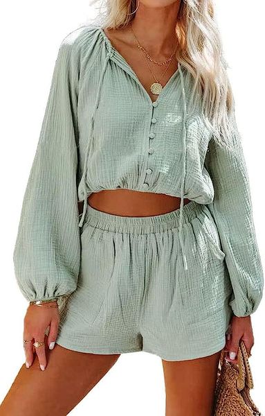 womens lounge sets button v neck long sleeve and high waist shorts 2 piece pajama suit casual sweatsuit outfits
womens lounge sets button v neck long sleeve and high waist shorts 2 piece pajama suit casual sweatsuit outfits