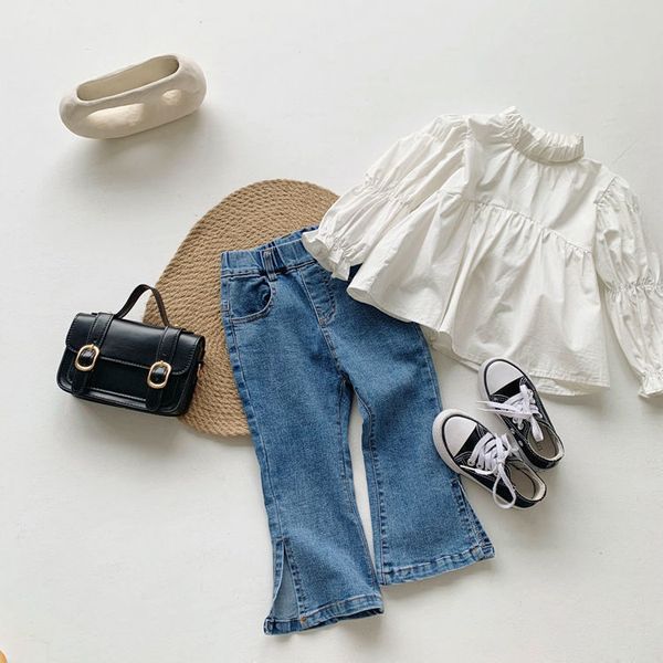 jeans spring baby girls denim flare pants solid color toddlers kids elastic korean style children trousers 230711, Blue
jeans spring baby girls denim flare pants solid color toddlers kids elastic korean style children trousers 230711, Blue