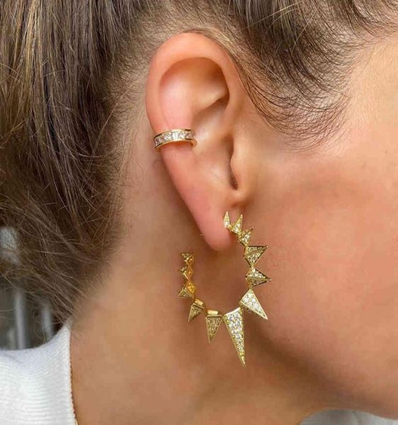 2021 unique design european women jewelry micro pave colorful cz rivet spiked circle hoop earring30323867767617, Golden
2021 unique design european women jewelry micro pave colorful cz rivet spiked circle hoop earring30323867767617, Golden