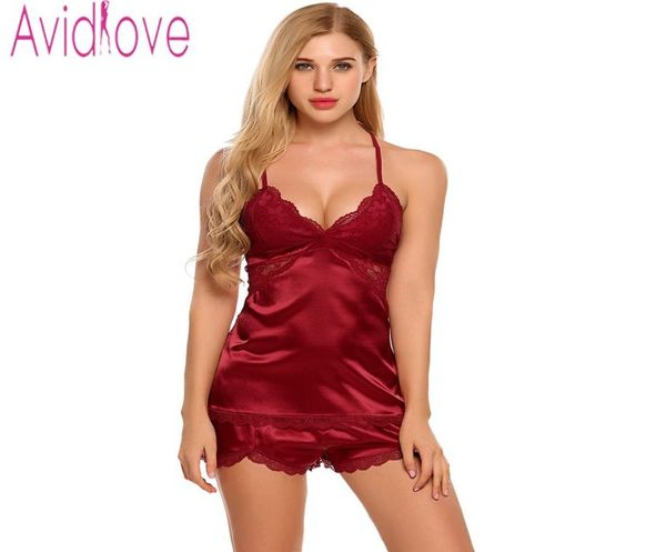avidlove pajamas women lace pyjamas 2017 new satin nightwear 4 colors plus size lace nightgown satin sleepwear set4247212, Black;red
avidlove pajamas women lace pyjamas 2017 new satin nightwear 4 colors plus size lace nightgown satin sleepwear set4247212, Black;red