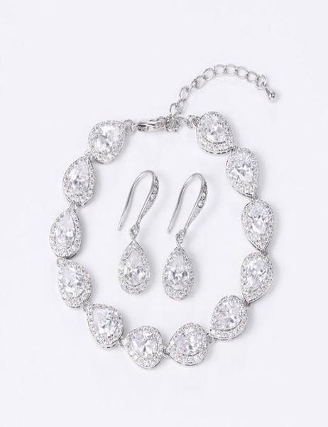 earrings necklace weimanjingdian teardrop cubic zirconia cz crystal wedding bracelet and earring bridal jewelry set bridesmaid g7673421, Silver
earrings necklace weimanjingdian teardrop cubic zirconia cz crystal wedding bracelet and earring bridal jewelry set bridesmaid g7673421, Silver