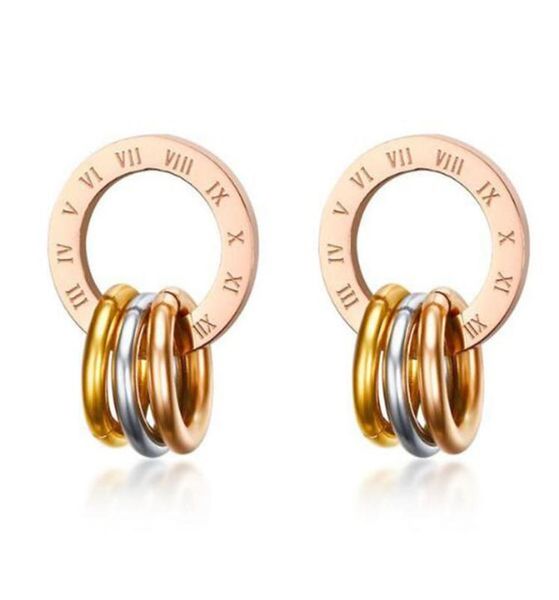 womens rose gold stainless steel 3 rings roman numerals dangle drop stud piercing earrings4818392, Silver
womens rose gold stainless steel 3 rings roman numerals dangle drop stud piercing earrings4818392, Silver
