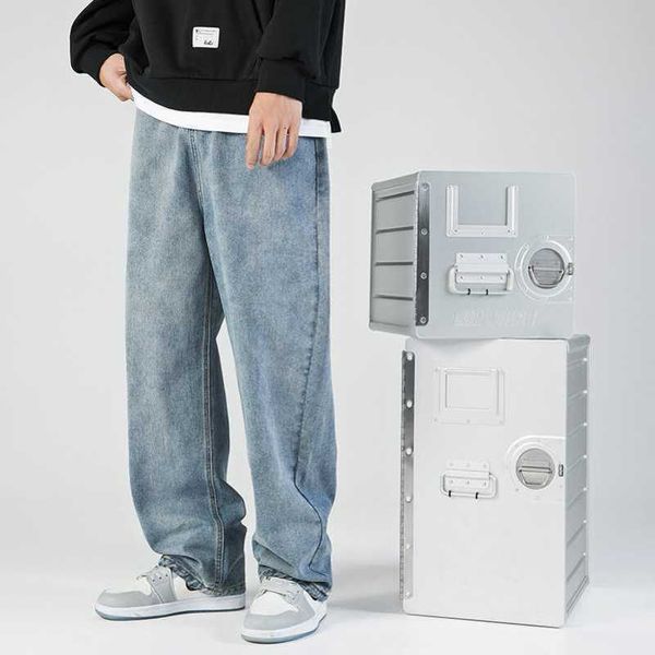 designer jeans han lu men's 2023 spring and autumn new simple solid color jeans men's washable loose straight pants, Blue
designer jeans han lu men's 2023 spring and autumn new simple solid color jeans men's washable loose straight pants, Blue