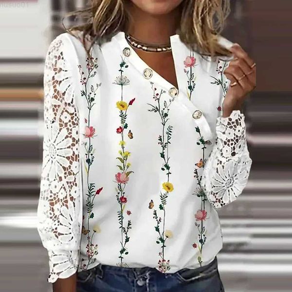 women's blouses shirts spring fashion floral print women shirt and asymmetry collar button summer lace hollow out long sleeve v-neck pu, White
women's blouses shirts spring fashion floral print women shirt and asymmetry collar button summer lace hollow out long sleeve v-neck pu, White