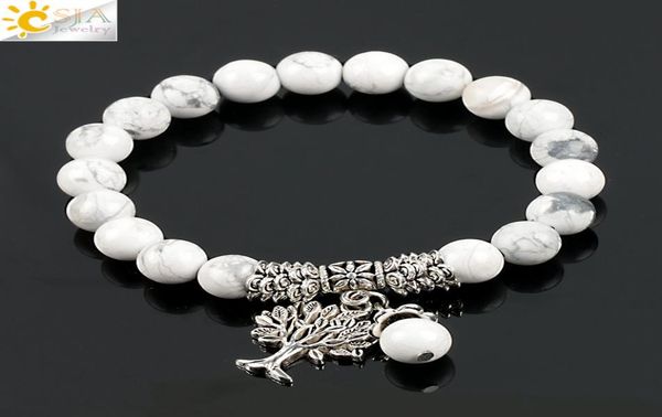 csja fashion round white turquoise howlite real stone mala beads tree of life bracelets for women yoga healing power energy bracel6654828, Black
csja fashion round white turquoise howlite real stone mala beads tree of life bracelets for women yoga healing power energy bracel6654828, Black