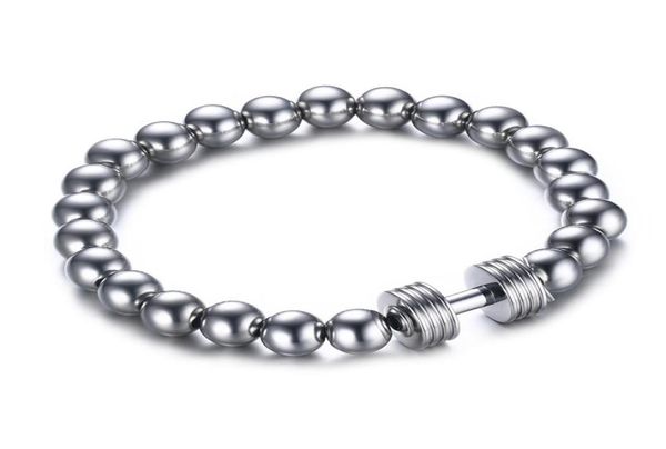 mens stainless steel silver dumbbell charm bracelet with 8mm beads chain fitness jewelry power gym6870081, Golden;silver
mens stainless steel silver dumbbell charm bracelet with 8mm beads chain fitness jewelry power gym6870081, Golden;silver