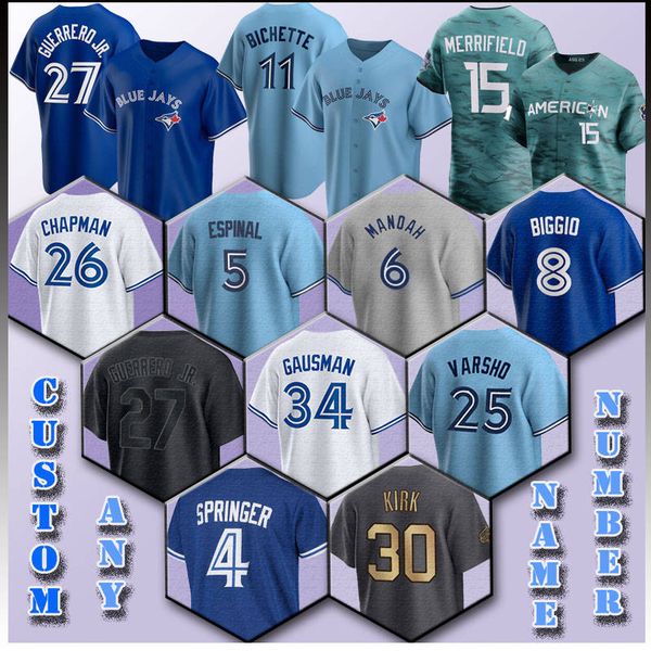 27 vladimir guerrero jr. baseball 11 bo bichette jersey 4 george springer blue matt chapman jays kevin gausman alejandro kirk alek manoah lo, Blue;black
27 vladimir guerrero jr. baseball 11 bo bichette jersey 4 george springer blue matt chapman jays kevin gausman alejandro kirk alek manoah lo, Blue;black