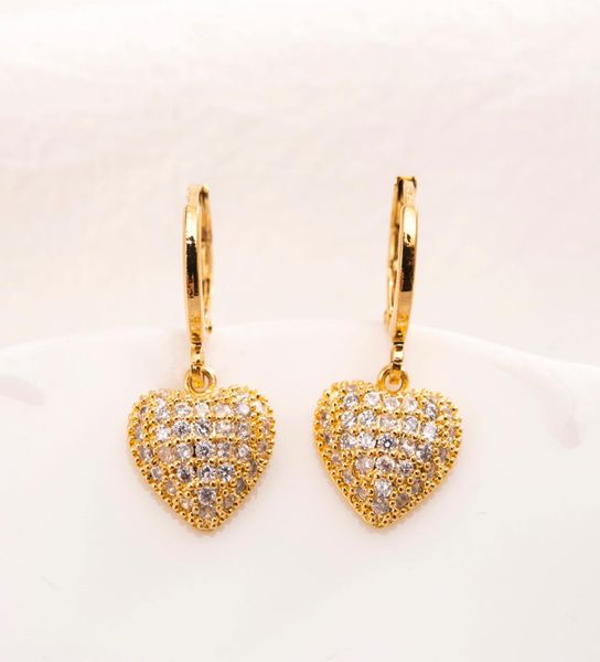 

elegant heart dangle 18 kt thai baht fine solid gold diamond drop earring chandelier korean style full earrings women luxurious je6671542, Silver