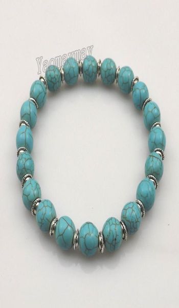 stretchy 8mm turquoise beaded bracelets with silver color spacer beads for women 12pcs 1890985, Black
stretchy 8mm turquoise beaded bracelets with silver color spacer beads for women 12pcs 1890985, Black