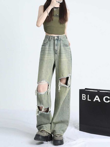 american vintage high waist perforated jeans women's summer thin 2023 new loose drop wide leg floor towers, Blue
american vintage high waist perforated jeans women's summer thin 2023 new loose drop wide leg floor towers, Blue