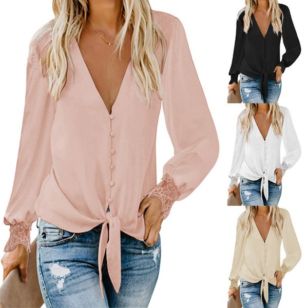 autumn new women's shirts lace splice long sleeve blouses v-neck solid bottom lace loose top, White
autumn new women's shirts lace splice long sleeve blouses v-neck solid bottom lace loose top, White