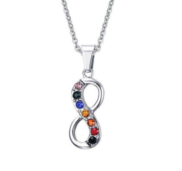 endless love 8 shaped pendant for women men stainless steel infinity gay pride necklace chain women jewelry pn5599140767, Silver