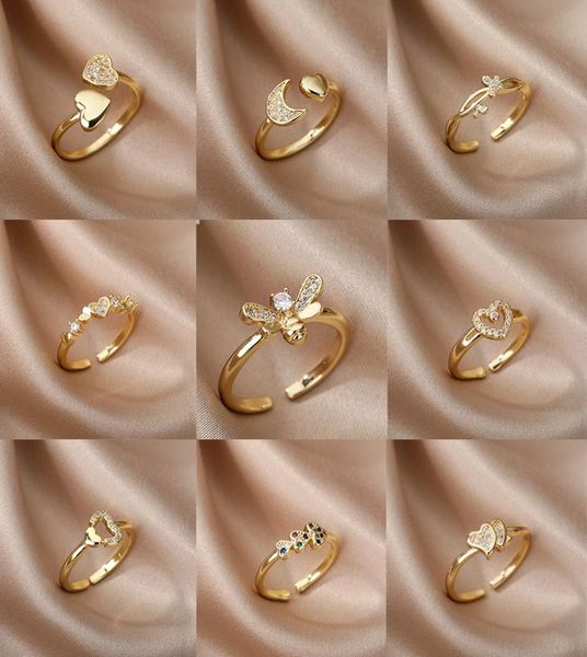 fashion jewelrys bee butterfly for women open adjustable stainless steel cubic zirconia moon heart finger ring elegant birthday je7801479, Golden;silver
fashion jewelrys bee butterfly for women open adjustable stainless steel cubic zirconia moon heart finger ring elegant birthday je7801479, Golden;silver