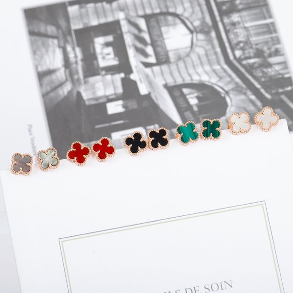 designer earrings for woman stud earrings 1.0cm mini four-leaf clover full flower pattern with black agate white fritillary red agate malach, Golden;silver
designer earrings for woman stud earrings 1.0cm mini four-leaf clover full flower pattern with black agate white fritillary red agate malach, Golden;silver