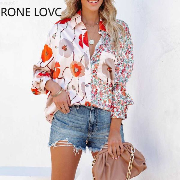 women's blouses shirts women chic elegant long sleeves turn down collar all over print patchwork pocket women blouse l230712, White
women's blouses shirts women chic elegant long sleeves turn down collar all over print patchwork pocket women blouse l230712, White