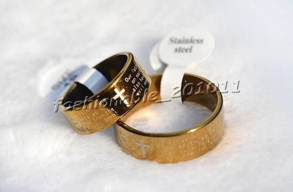 36 pieces english bible prayer gold p stainless steel cross rings width 8 thick12mm rs36 new2987475, Silver
36 pieces english bible prayer gold p stainless steel cross rings width 8 thick12mm rs36 new2987475, Silver