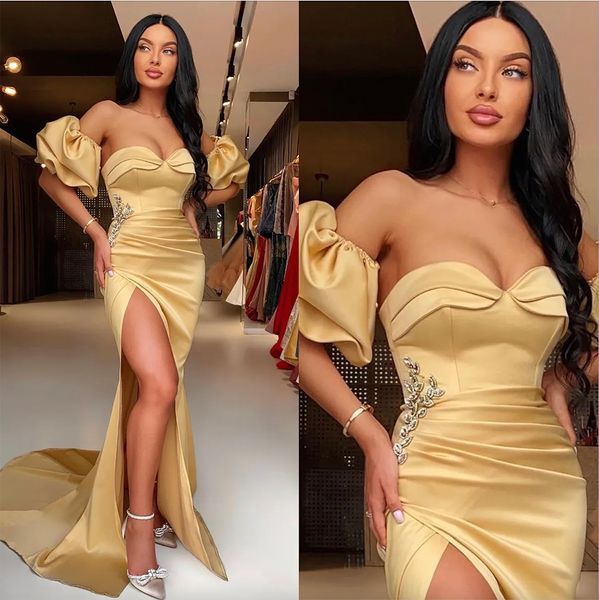 gold prom dresses leaf beads waist puffy sleeves evening gowns pleats slit sheath formal long special occasion party dress, Black
gold prom dresses leaf beads waist puffy sleeves evening gowns pleats slit sheath formal long special occasion party dress, Black