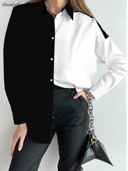 women's blouses shirts street color matching shirt blouse women autumn fashion button long sleeve shirts for women casual loose office, White
women's blouses shirts street color matching shirt blouse women autumn fashion button long sleeve shirts for women casual loose office, White