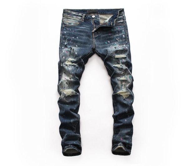 men039s jeans european style mens stretch men straight denim trousers slim paint printing blue hole zipper for 81322523919
men039s jeans european style mens stretch men straight denim trousers slim paint printing blue hole zipper for 81322523919