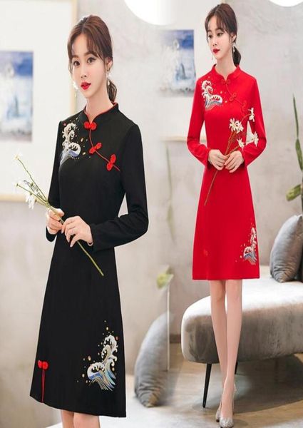casual dresses women long sleeve improved cheongsam chinese style vintage print stand collar buckle 2021 autumn slim dress female 2790231, Black;gray
casual dresses women long sleeve improved cheongsam chinese style vintage print stand collar buckle 2021 autumn slim dress female 2790231, Black;gray