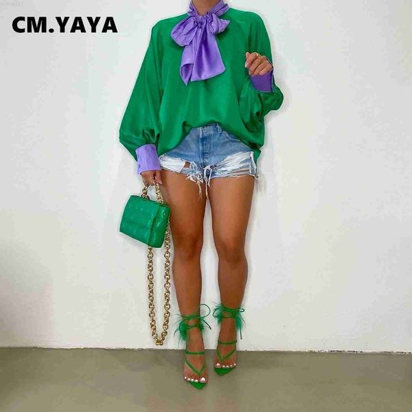women's blouses shirts cm.yaya elegant women bow neck lantern long sleeve patchwork satin blouse for 2022 streetwear chic green pink sh, White
women's blouses shirts cm.yaya elegant women bow neck lantern long sleeve patchwork satin blouse for 2022 streetwear chic green pink sh, White