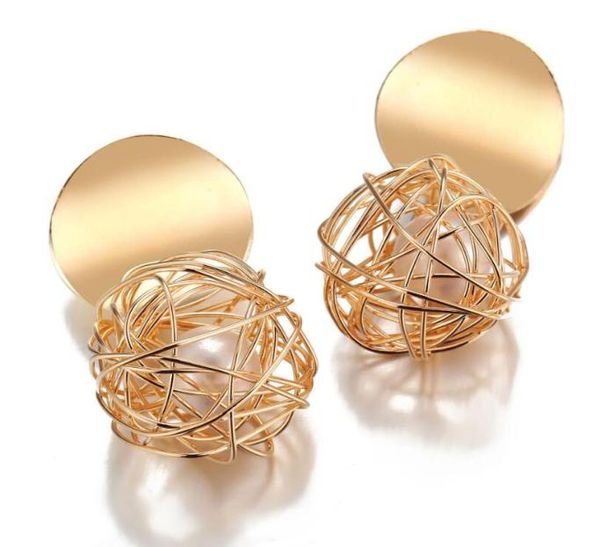 weaving pearl stud earrings creative simple design jewelry for women girl lady party fashion luxury earrings7556934, Golden;silver
weaving pearl stud earrings creative simple design jewelry for women girl lady party fashion luxury earrings7556934, Golden;silver