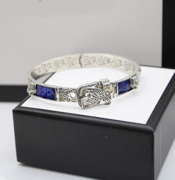 925 sterling silver tiger head blue enamel couple bracelet men and women luxury brand exquisite fashion retro charm jewelry gift4018005, Black
925 sterling silver tiger head blue enamel couple bracelet men and women luxury brand exquisite fashion retro charm jewelry gift4018005, Black