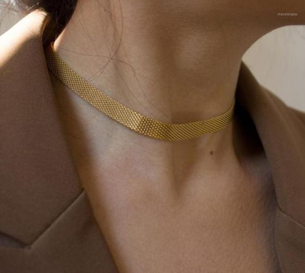 chokers simple weaved wide chain necklace clavicle textured choker necklaces for women vintage collier femme minimalist jewelry16782812, Golden;silver
chokers simple weaved wide chain necklace clavicle textured choker necklaces for women vintage collier femme minimalist jewelry16782812, Golden;silver