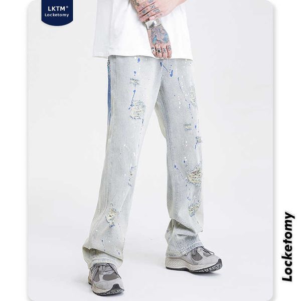 high end limited edition designer's selling jeans men's # jeans men's ins american high street torn hole made old washed spla, Blue
high end limited edition designer's selling jeans men's # jeans men's ins american high street torn hole made old washed spla, Blue