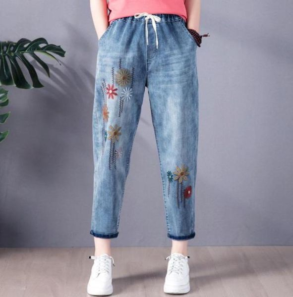 women039s jeans women fashion loose casual vintage sweet flower embroidery female elastic waist ankle length blue mom denim har7868640
women039s jeans women fashion loose casual vintage sweet flower embroidery female elastic waist ankle length blue mom denim har7868640